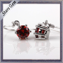 Alta Qualidade Dark Garnet Red Cubic Zirconia Prata Eardrop Jóias